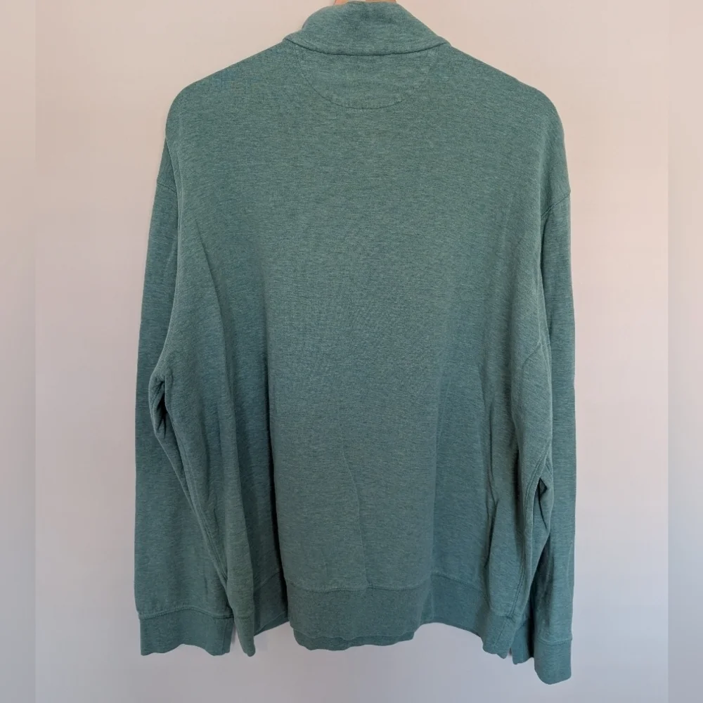 Polo Ralph Lauren Men's XL Green 1/4 Zip Pullover Knit Mock Neck Cotton Viscose